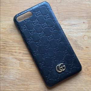 GUCCI iPhone 8+ Plus Case Black Leather